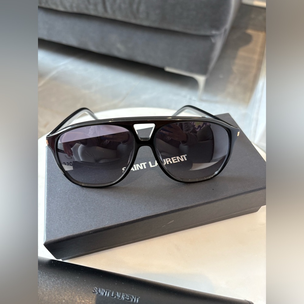 Saint Laurent Eyewear Aviator Sunglasses Unisex SL 596 Dune Acetate in Black - Picture 7 of 16